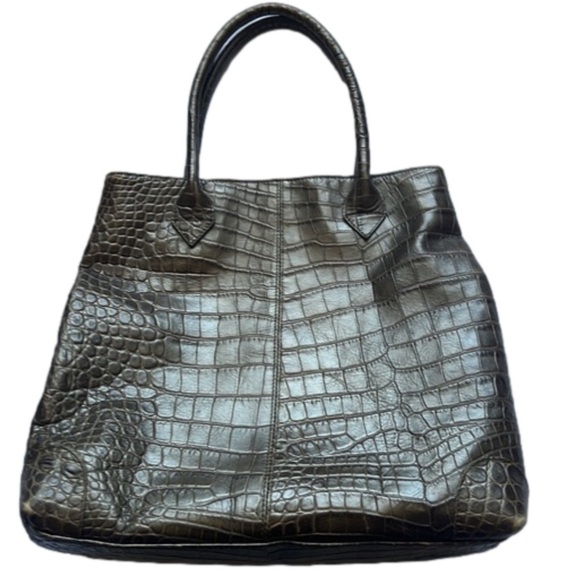 Gianfranco Ferre Croc Embossed Leather Tote - Picture 7 of 12